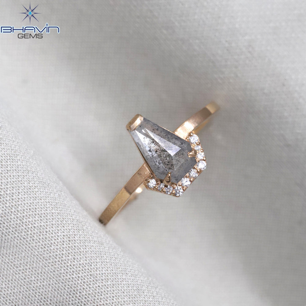 コフィン ダイヤモンド ソルト アンド ペッパー ダイヤモンド 天然ダイヤモンド リング ゴールド リング 婚約指輪