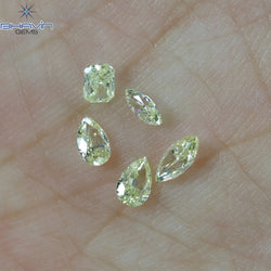 0.49 CT/5 ピース ミックス シェイプ ナチュラル ダイヤモンド イエロー カラー SI2 クラリティ (2.20 MM)
