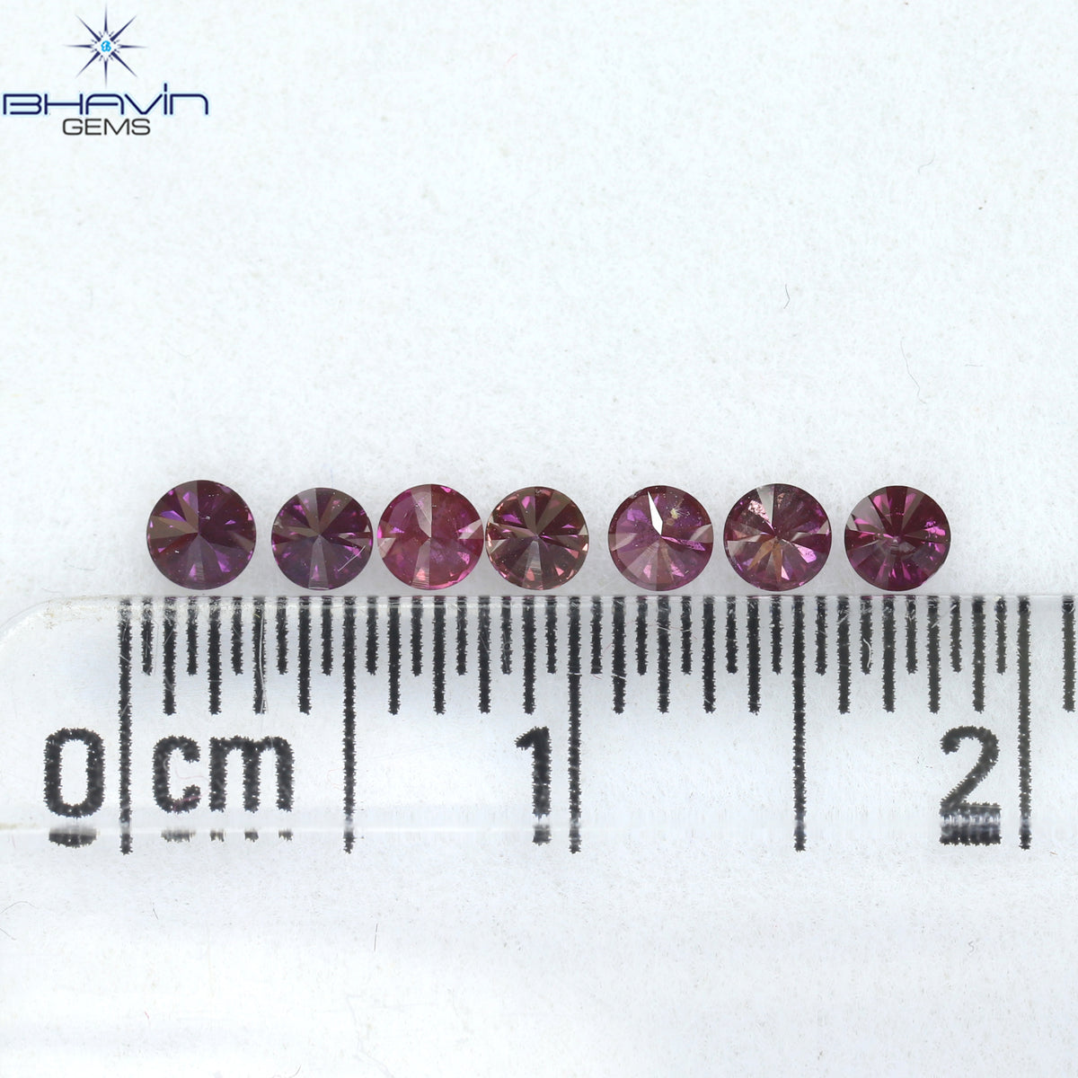 0.39 CT/7 Pcs Natural Round Diamond Enhanced Pink Color Clarity I1 (2.40 MM)