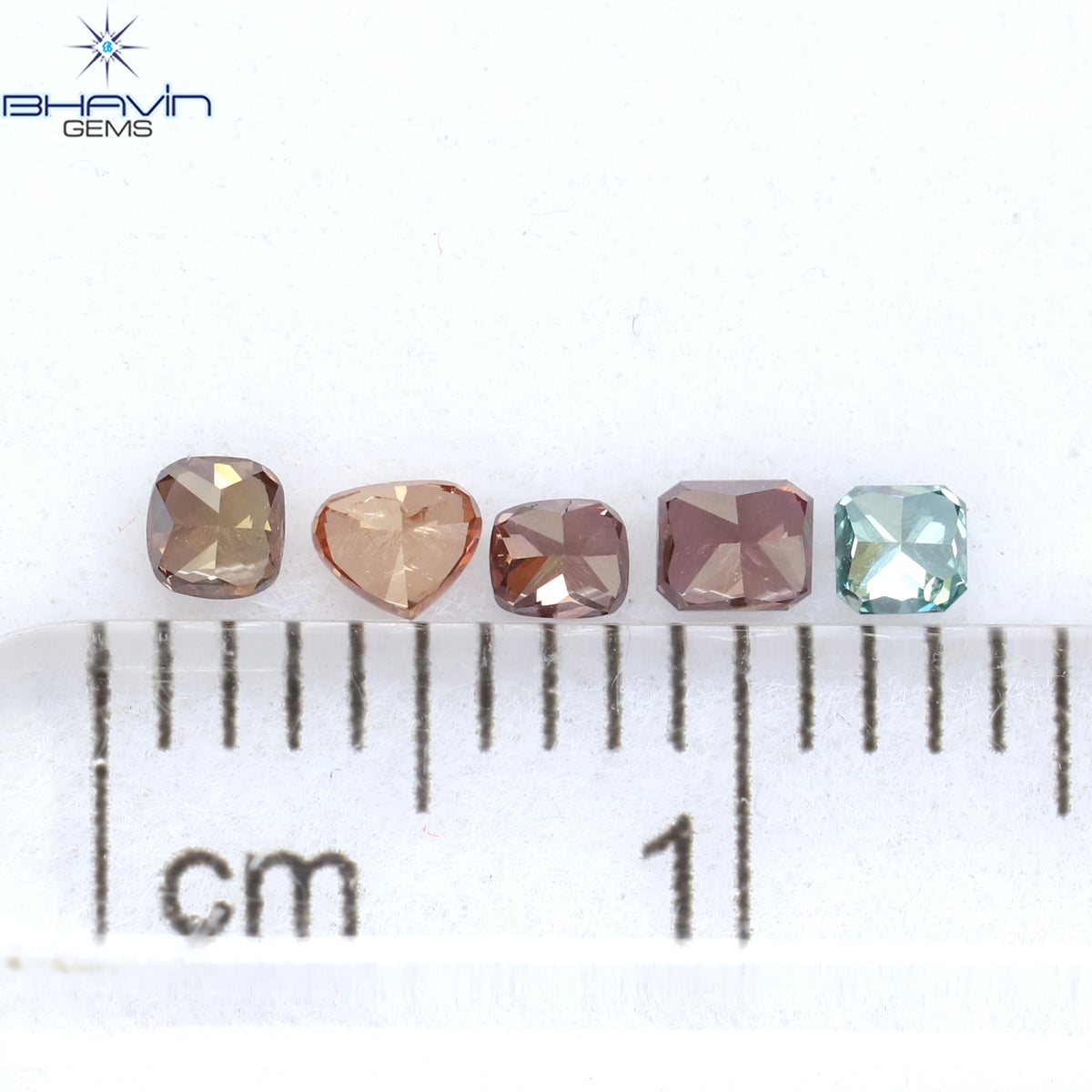 0.28 CT/5 ピース ミックス シェイプ ナチュラル ダイヤモンド ピンク色 SI2 クラリティ (2.40 MM)