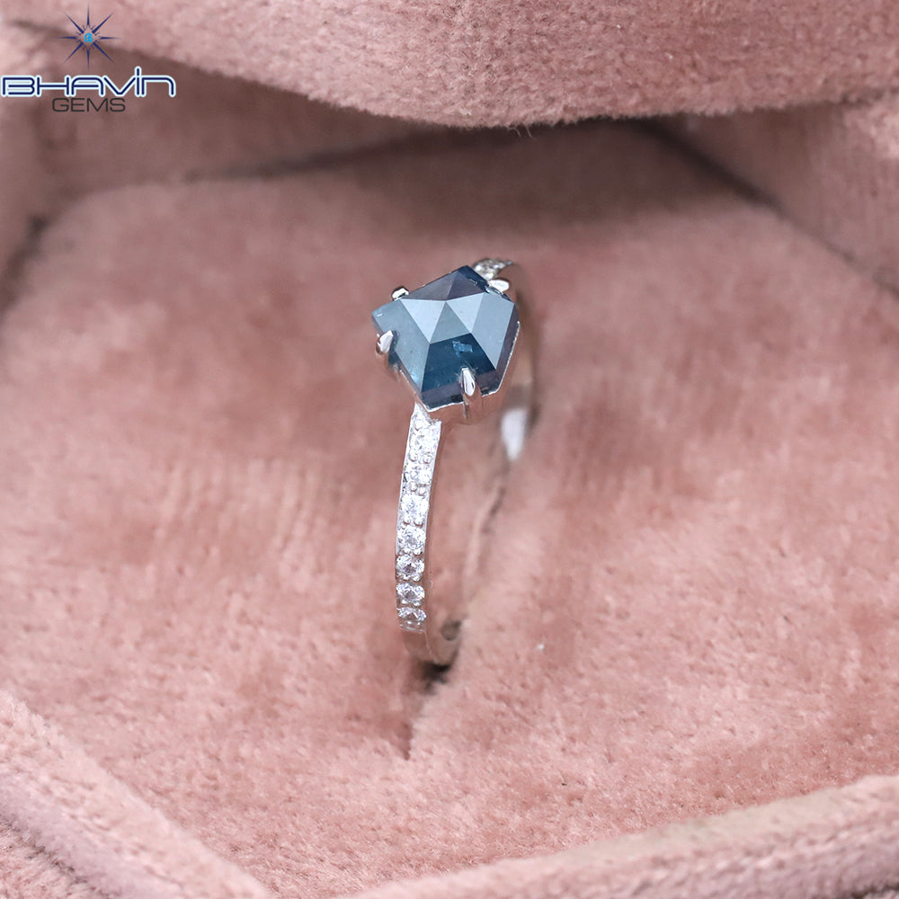Pentagon Diamond Blue Color Natural Diamond Ring Engagement Ring