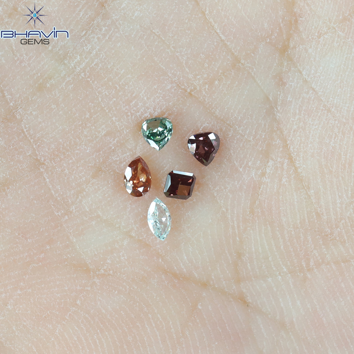 0.29 CT/5 Pcs Natural Mix Diamond Enhanced Mix Fancy Color Clarity SI2 (3.26 MM)