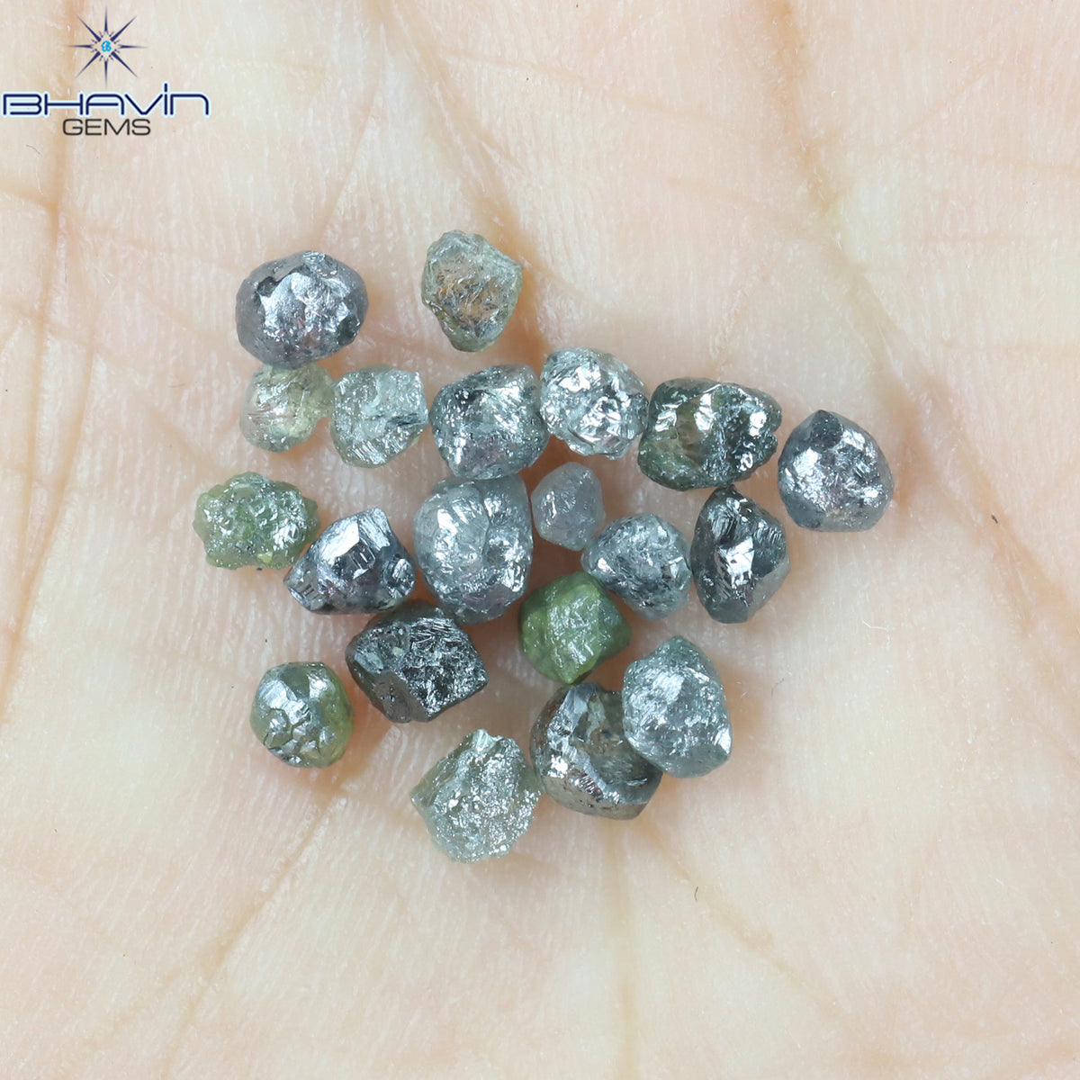 3.09 CT/20 ピース ラフシェイプ ソルト アンド ペッパー カラー ナチュラル ダイヤモンド I3 クラリティ (3.18 MM)