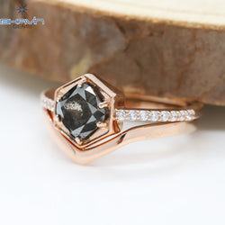 Cushion Diamond, Salt and Pepper Diamond, Natural Diamond Ring, Engagement Ring, Wedding Ring