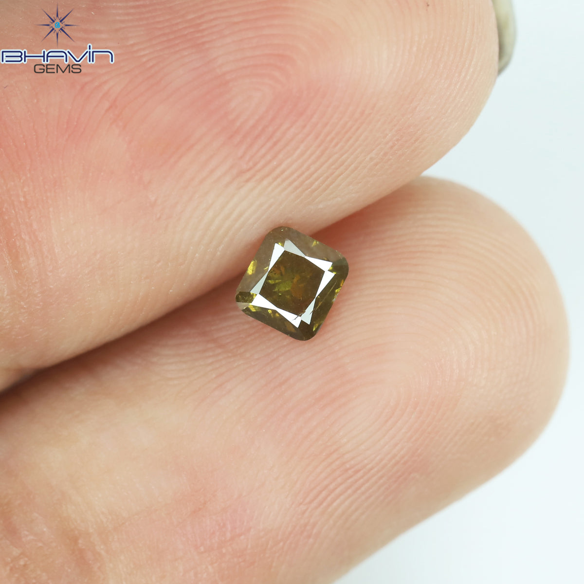 0.29 CT Natural Cushion Diamond Enhanced Green Yellow Color Clarity I1 (3.84 MM)