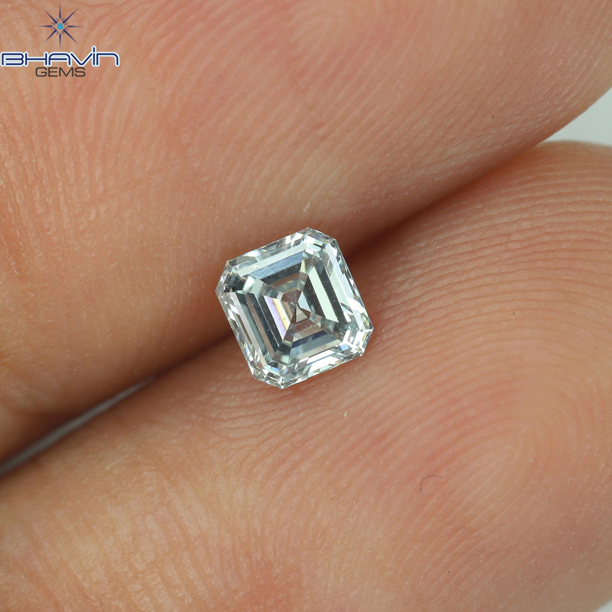 0.33 CT アッシャー シェイプ ナチュラル ダイヤモンド グリーンがかったブルー カラー VS1 クラリティ (4.06 MM)