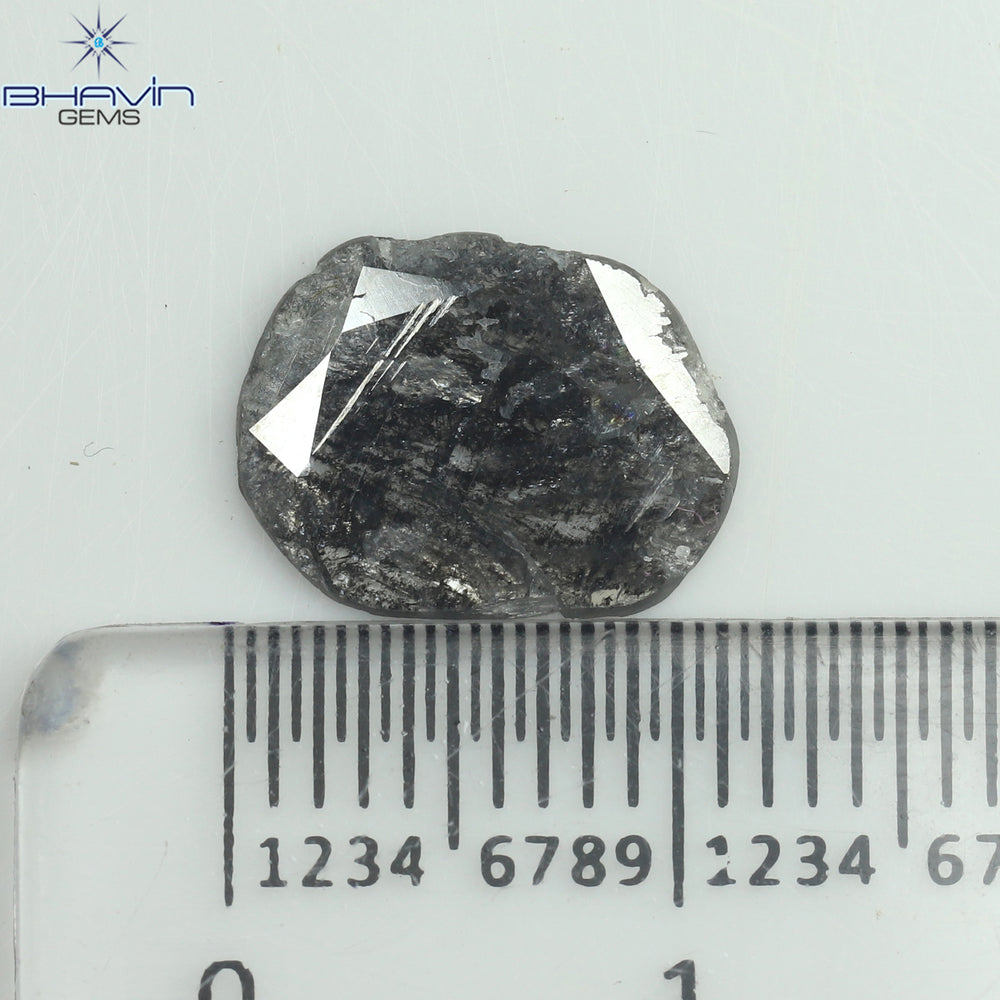 1.23 CT スライス形状 天然ダイヤモンド ソルト アンド パッパー カラー I3 クラリティ (11.11 MM)