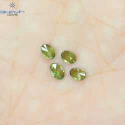 0.59 CT/4 Pcs Oval Shape Natural Diamond Green Color SI Clarity (4.22 MM)