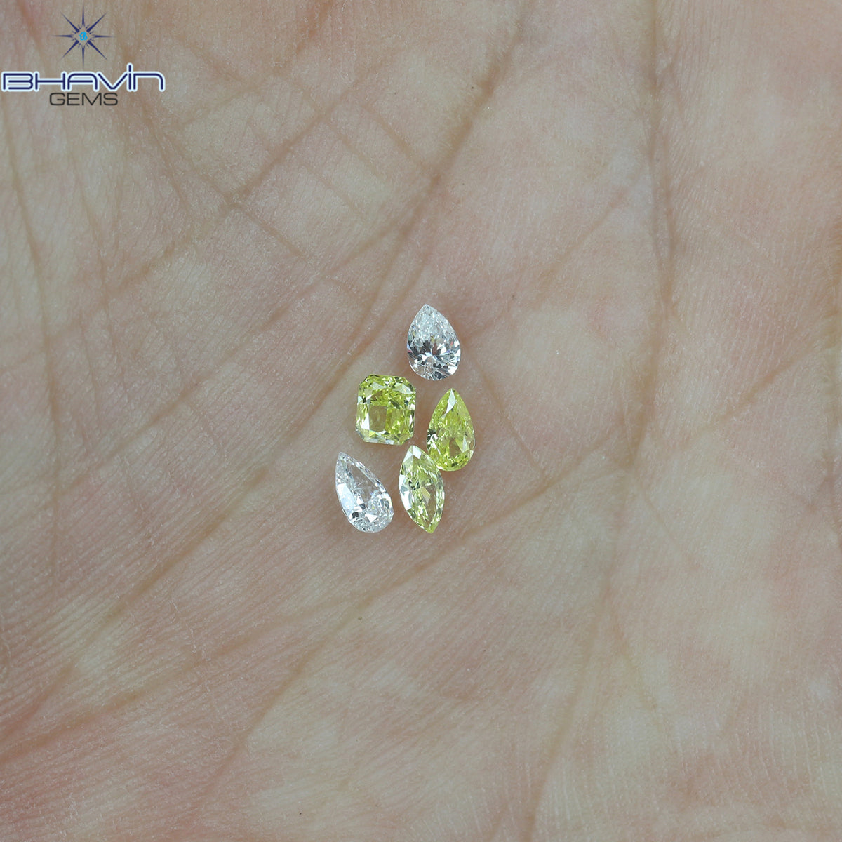 0.40 CT/5 Pcs Natural Mix Diamond Pink-Yellow Color Clarity VS-SI (4.05 MM)
