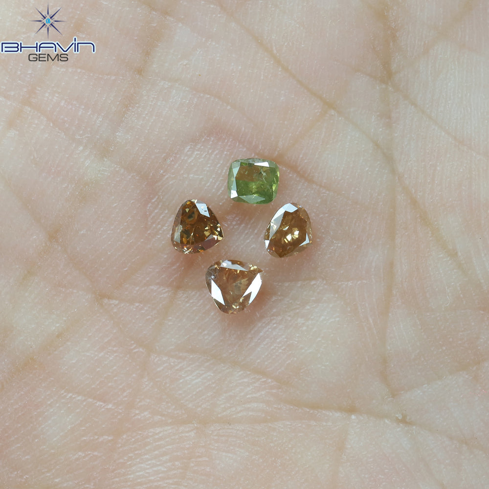 0.49 CT/4 ピース ミックス シェイプ ナチュラル ダイヤモンド ピンク カラー SI2 クラリティ (3.33 MM)