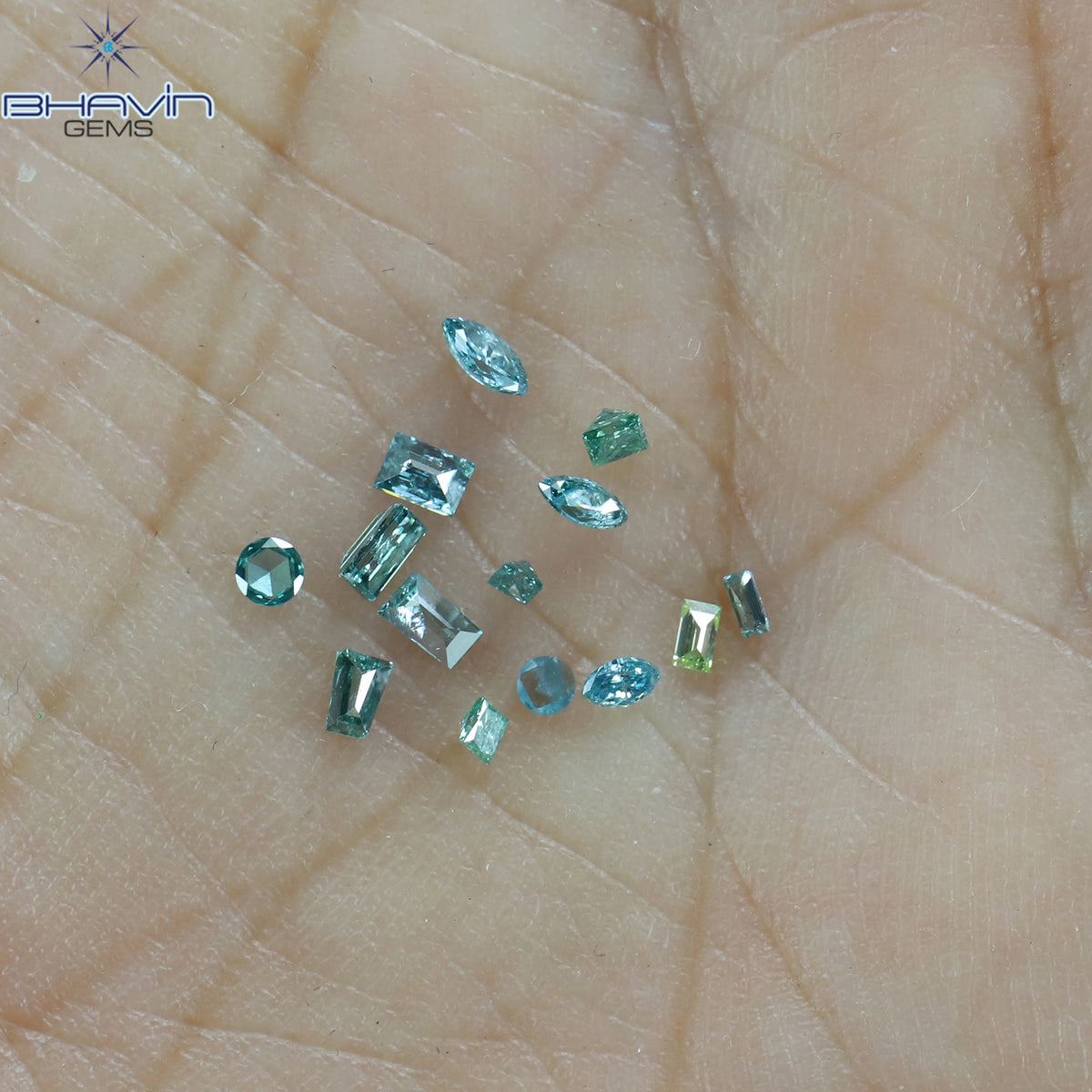0.29 CT/14 Pcs Natural Mix Diamond Enhanced Blue Color Clarity SI (2.35 MM)