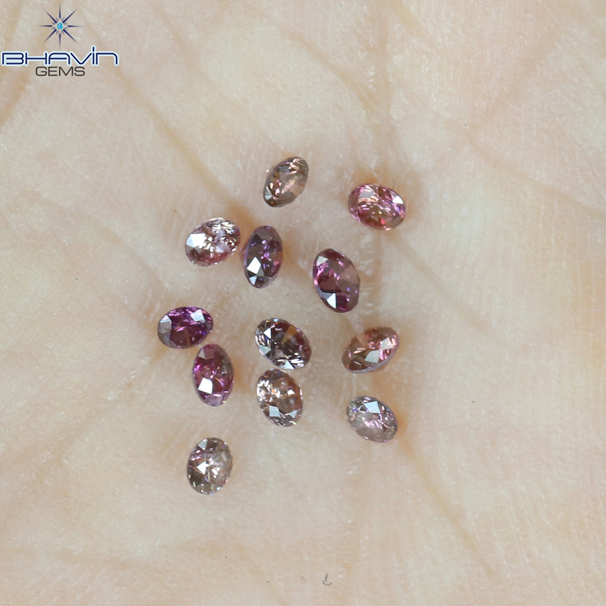 0.39 CT/12 ピース ラウンド シェイプ ナチュラル ルース ダイヤモンド ピンク カラー VS-SI クラリティ (2.25 MM)