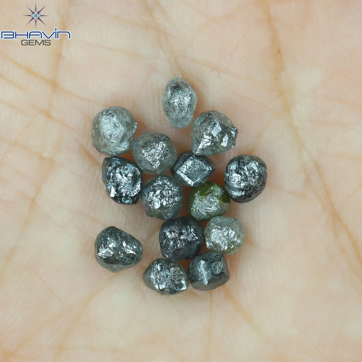 5.16 CT/14 Pcs Natural Rough Diamond Salt And Pepper Color Clarity I3 (4.09 MM)