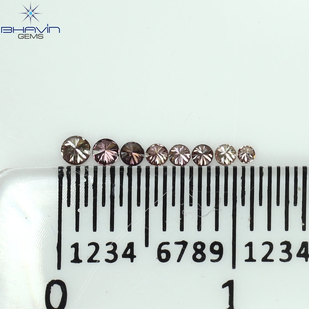 0.09 CT/8 Pcs Natural Round Diamond Enhanced Pink Color Clarity SI (1.50 MM)