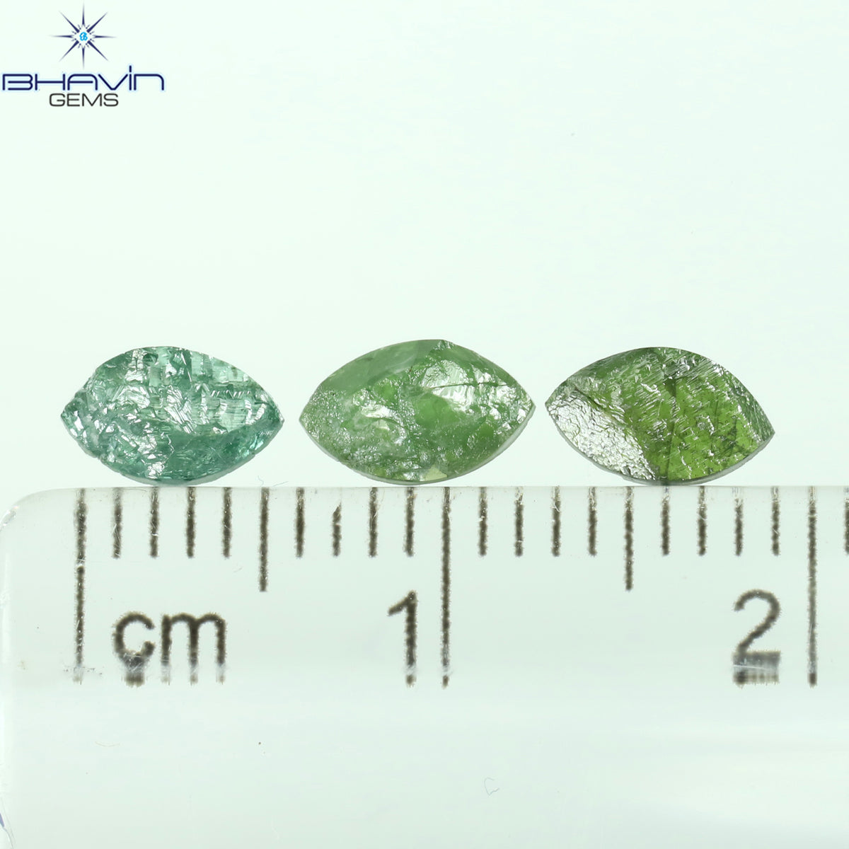 1.04 CT/3 Pcs Natural Marquise Rough Diamond Enhanced Blue Green Color Clarity I3 (6.65 MM)