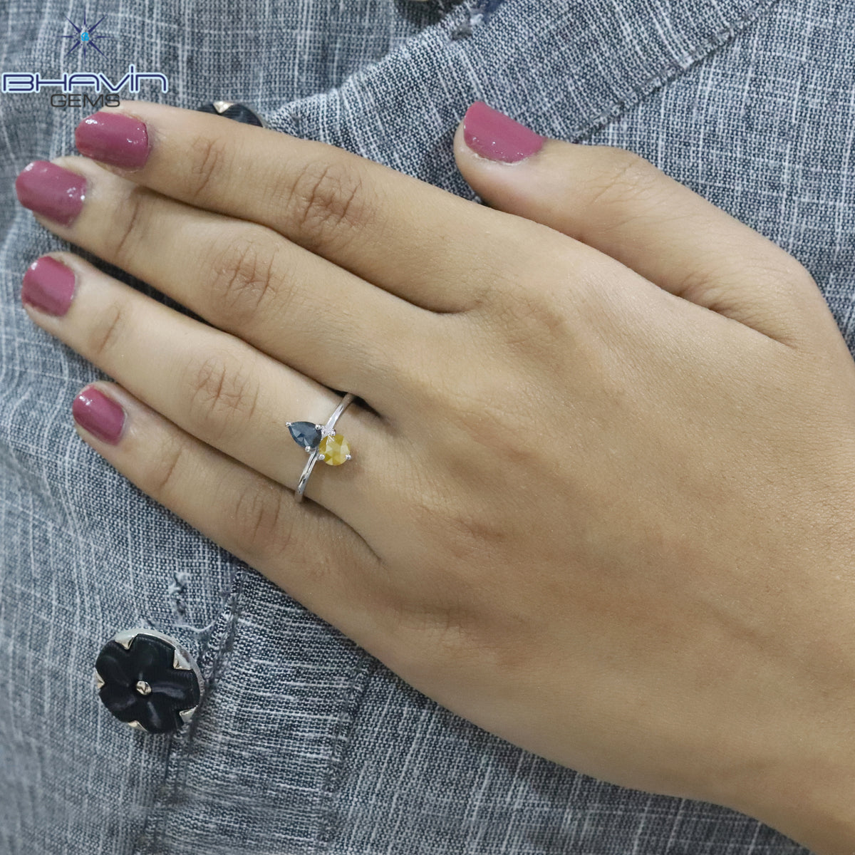 Round Rose Cut And Pear Diamond Natural Diamond Ring Gold Ring Engagement Ring