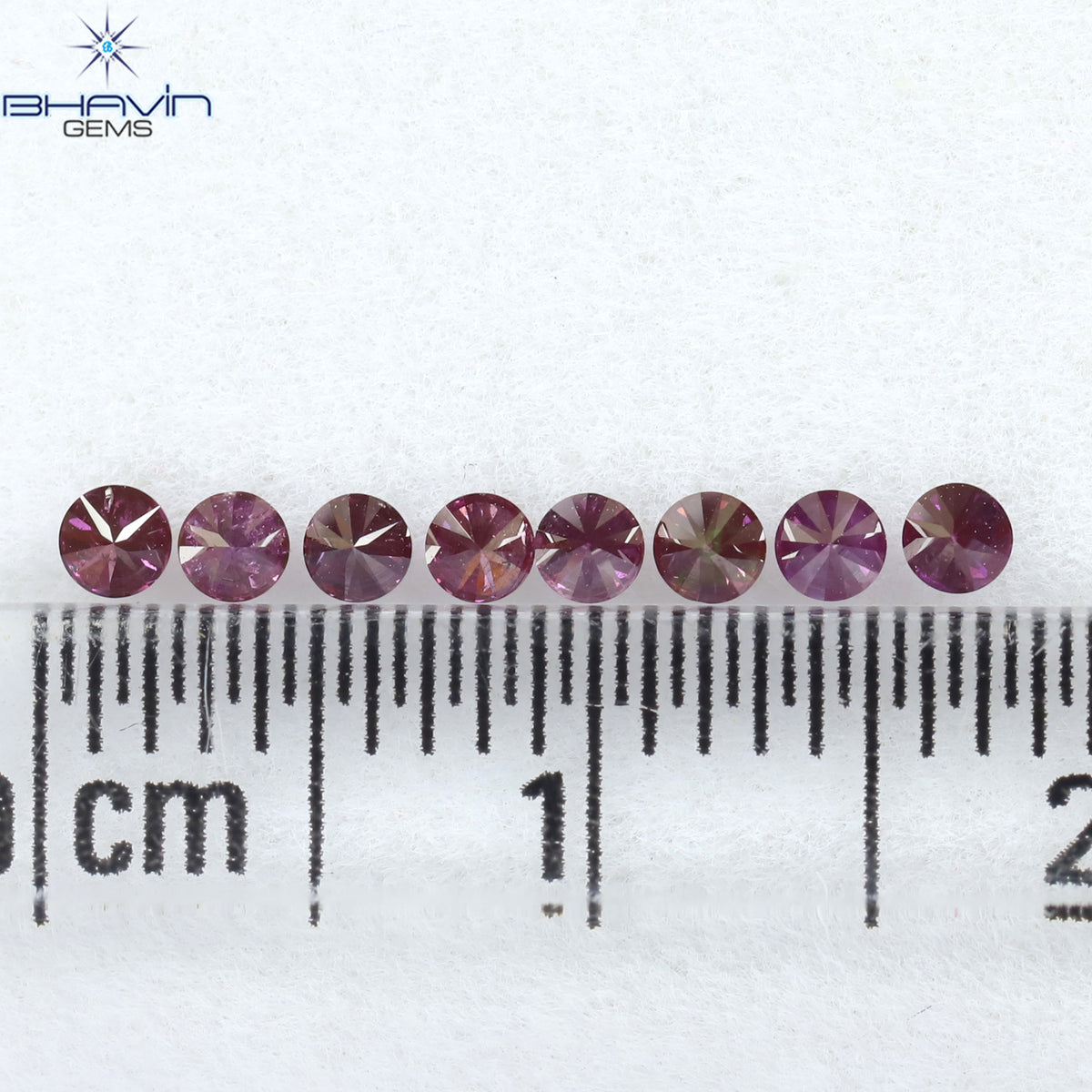 0.28 CT/8 PCS ラウンド ダイヤモンド ピンク色 天然ダイヤモンド I1 クラリティ (2.00 MM)