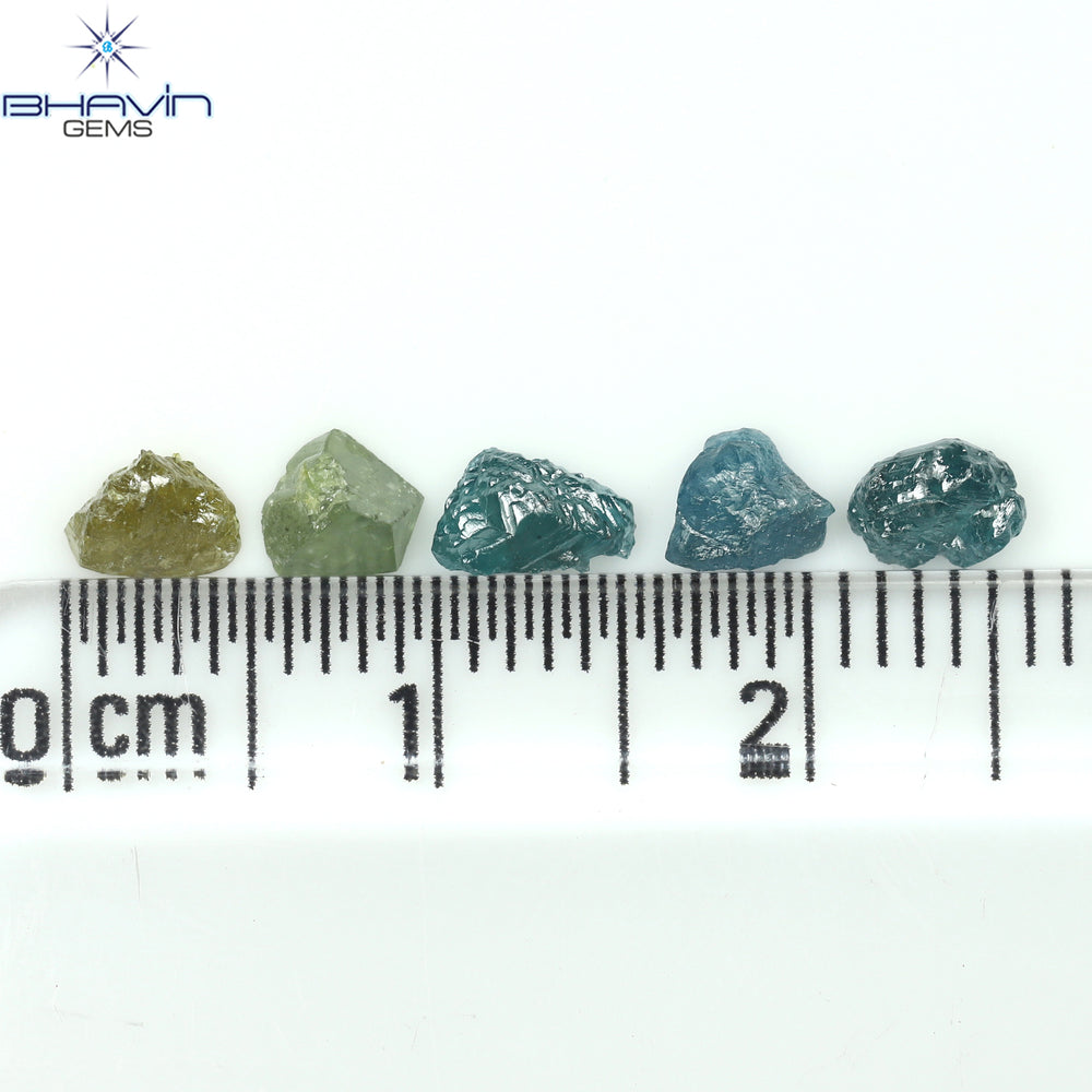 1.34 CT/5 ピース ラフシェイプ 強化ミックスカラー 天然ダイヤモンド I3 クラリティ (5.50 MM)