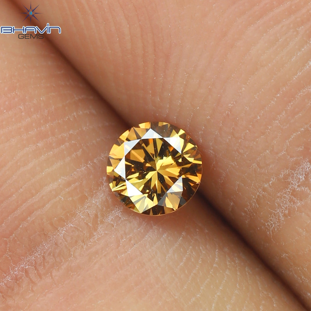 0.24 CT Round Shape Natural Diamond Pink Brown Color SI1 Clarity (3.94 MM)