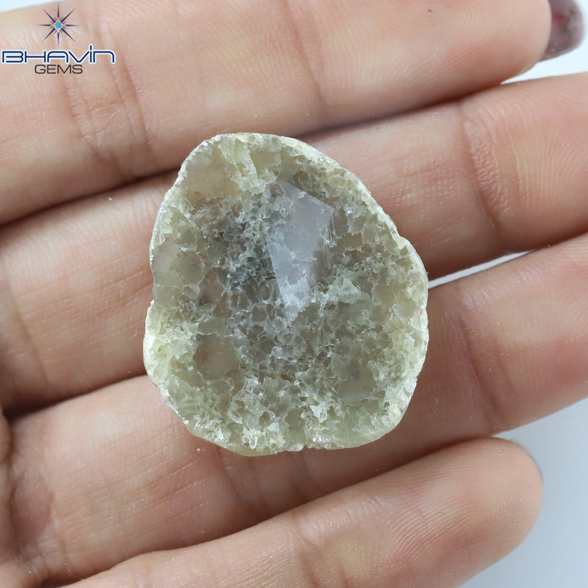 18.75 CT スライス シェイプ ナチュラル ダイヤモンド ソルト アンド ペッパー カラー I3 クラリティ (31.00 MM)