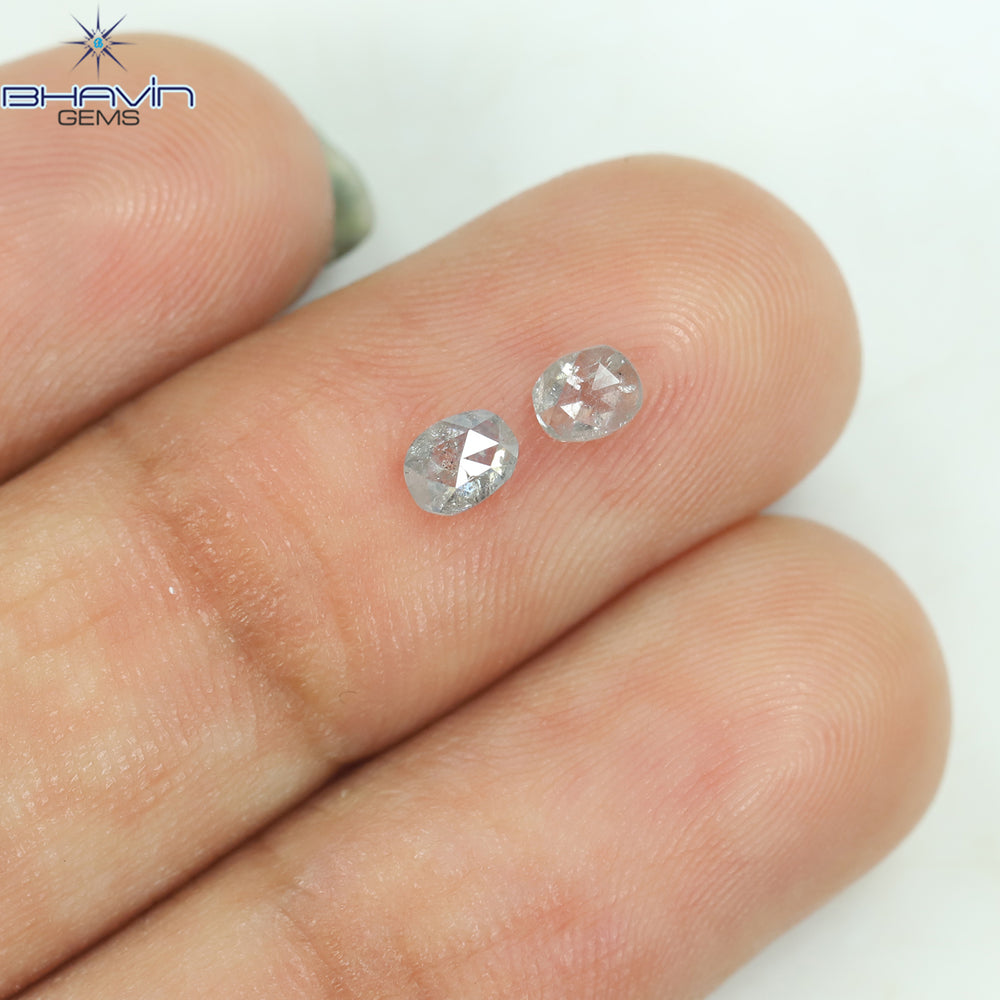 0.34 CT/2 Pcs Oval Shape Natural Diamond Salt And Papper Color I3 Clarity (3.84 MM)