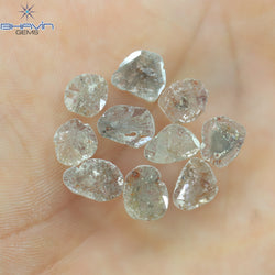 5.42 CT/10 Pcs Slice Shape Natural Loose Diamond Salt And Pepper Color I3 Clarity (10.18 MM)
