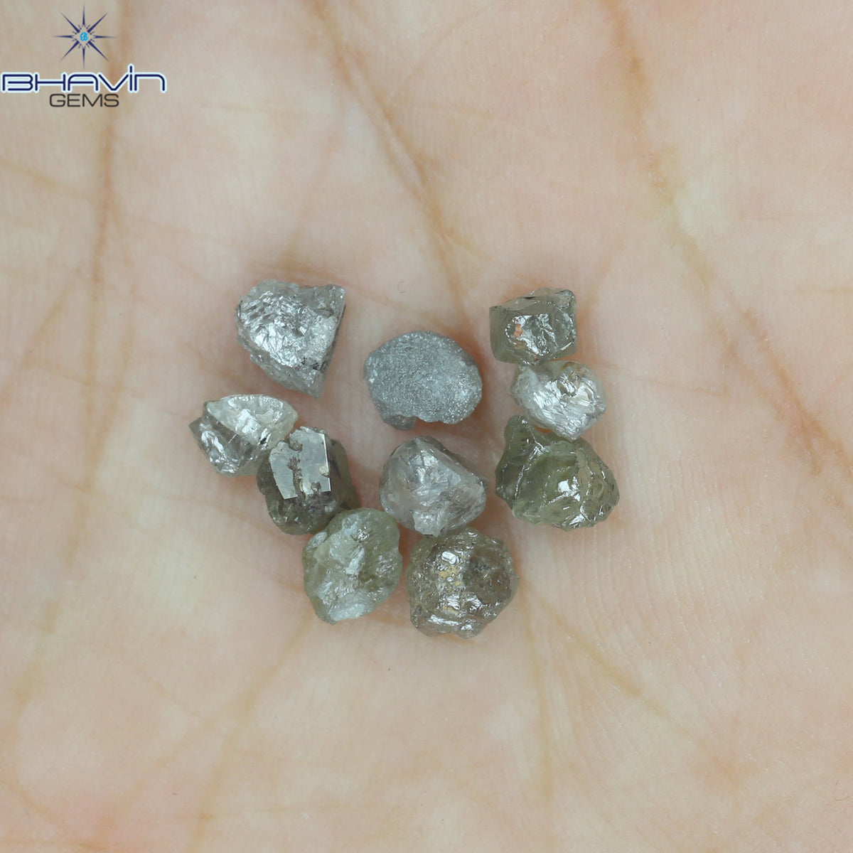 3.38 CT/10 Pcs Natural Rough Diamond Gray Color Clarity I3 (3.84 MM)