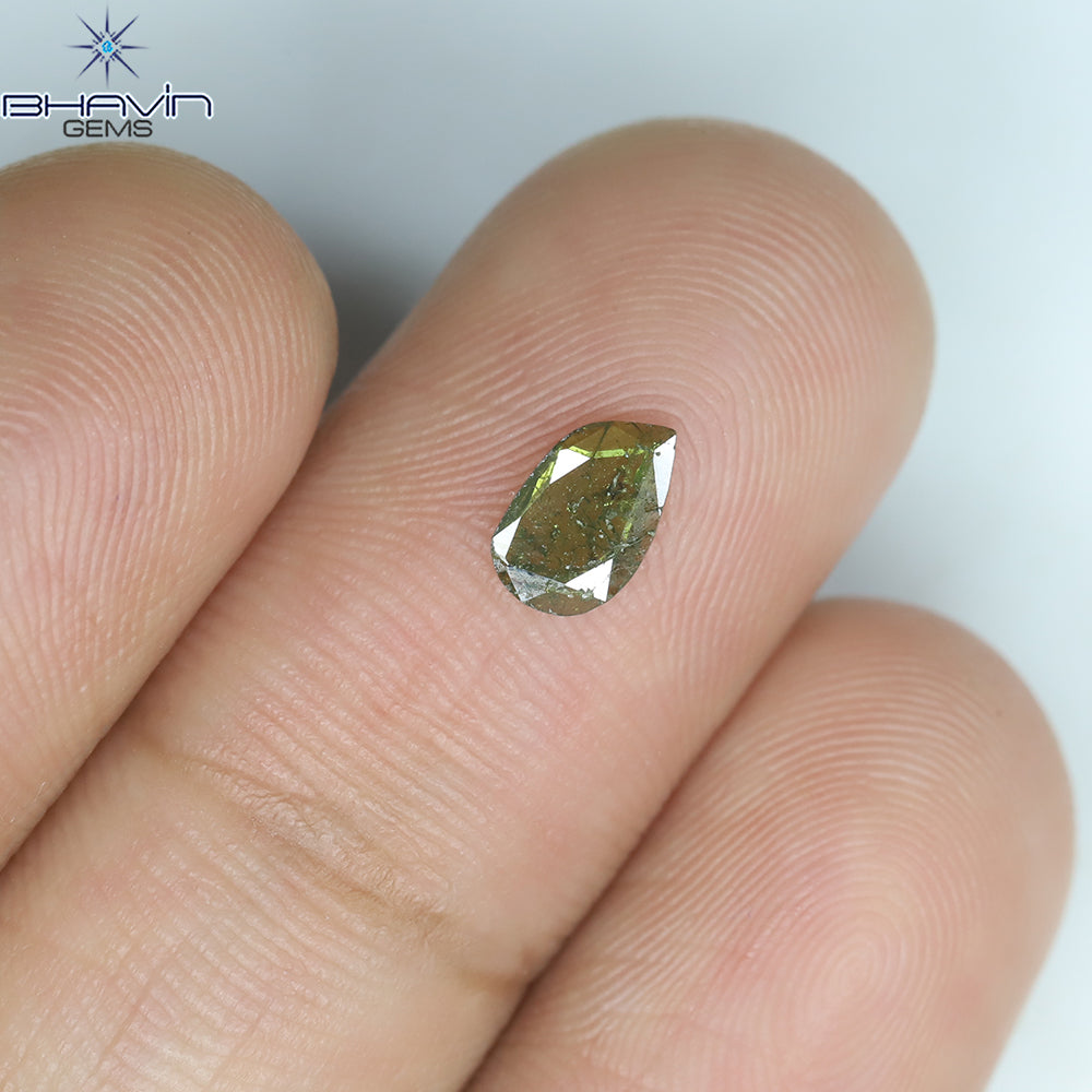 0.23 CT ペアシェイプ ナチュラル ダイヤモンド グリーン カラー I2 クラリティ (6.27 MM)