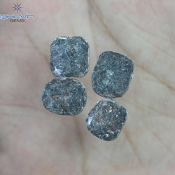 5.80 CT/4 個のクッション スライス形状天然ダイヤモンド ソルト アンド ペッパー カラー I3 クラリティ (11.04 MM)