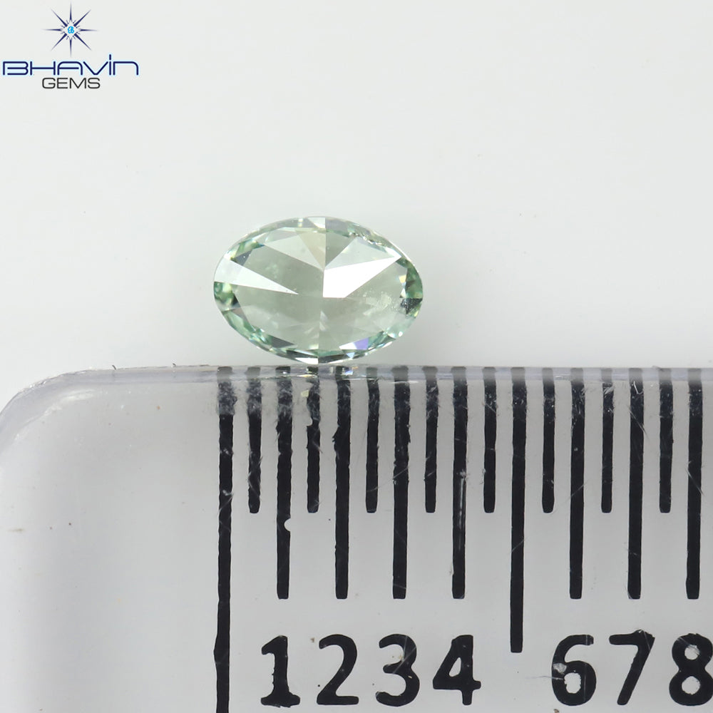 0.10 CT Natural Oval Diamond Enhanced Bluish Green Color Clarity VS1 (3.57 MM)