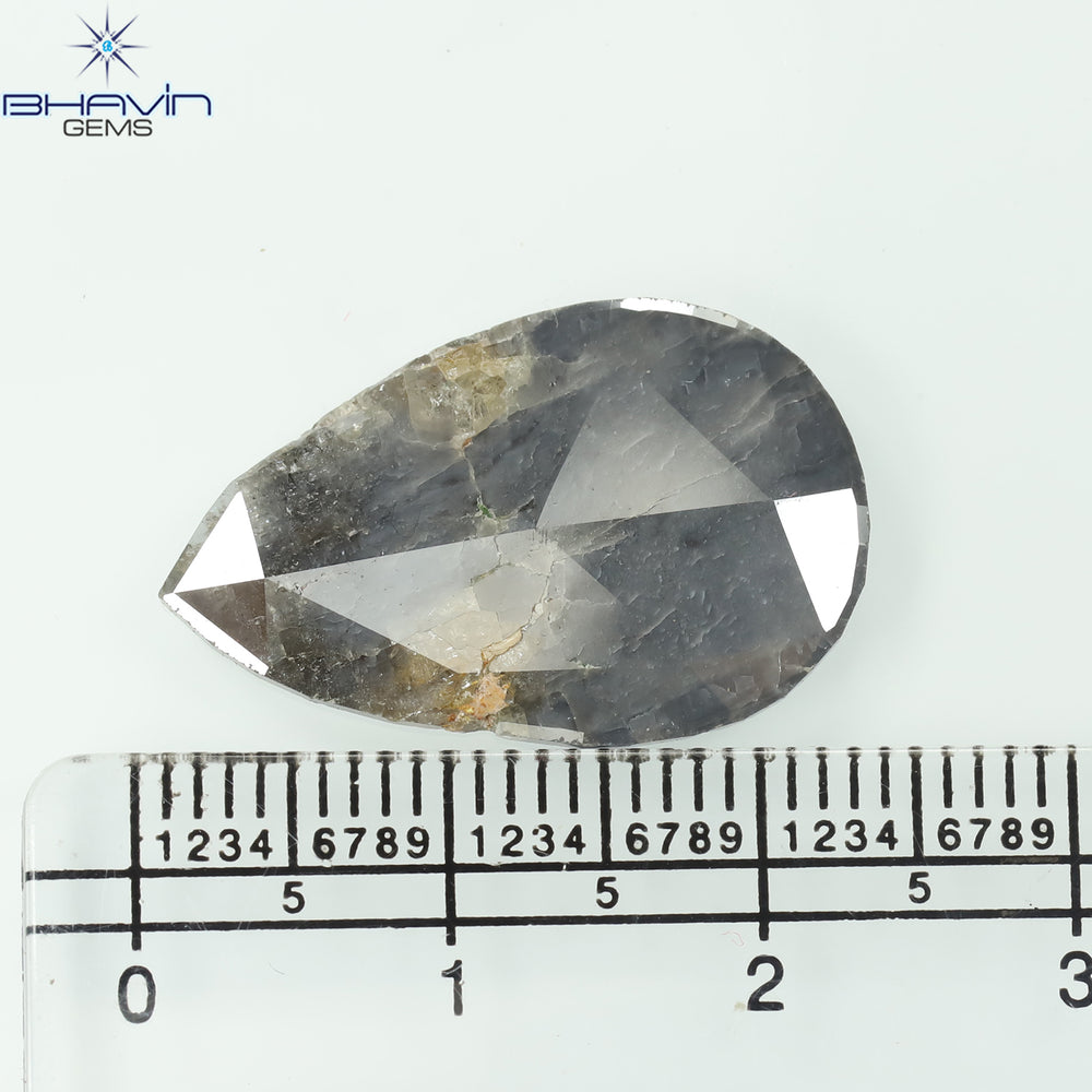 5.69 CT Pear Slice Shape Natural Diamond Gray Color I3 Clarity (14.00 MM)