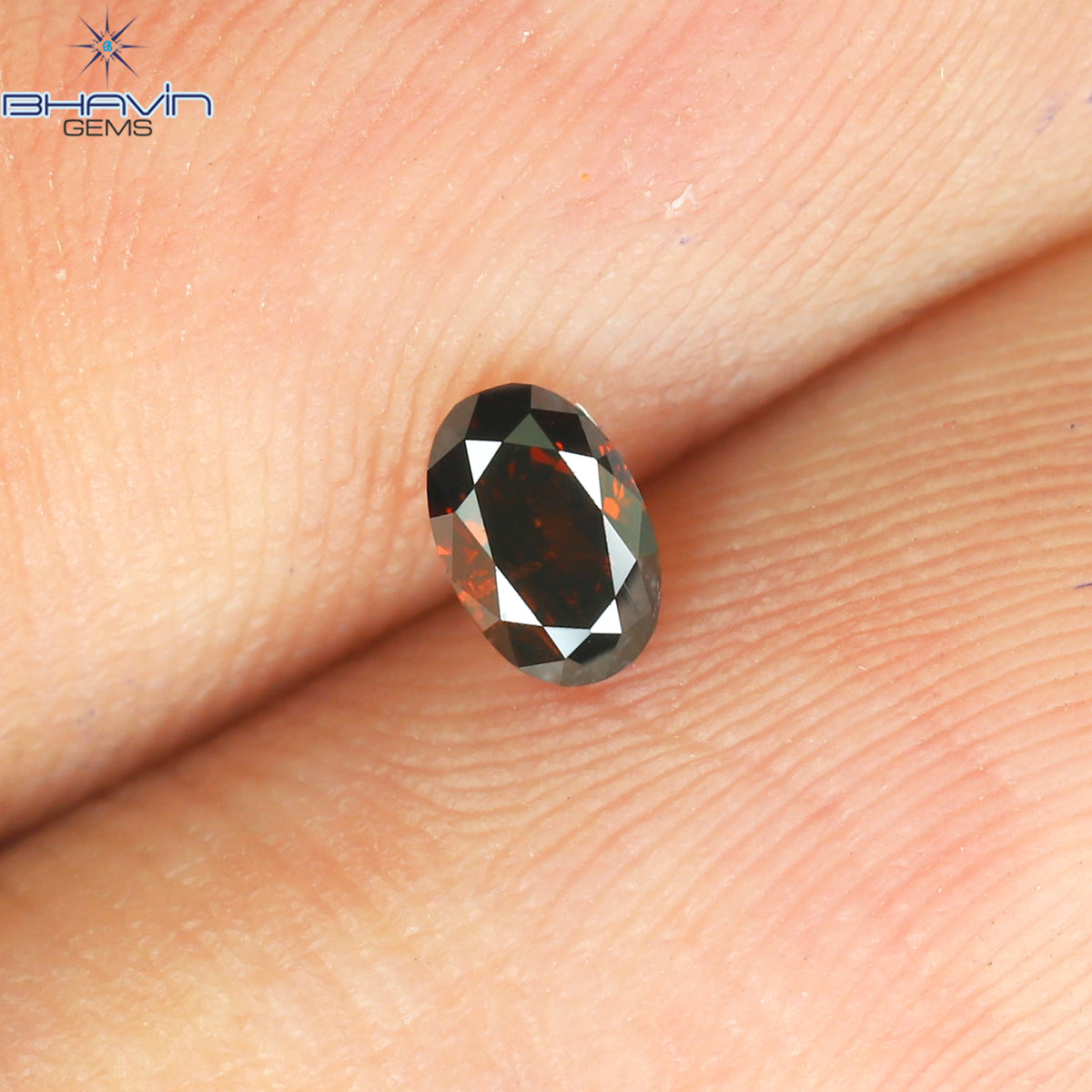 0.18 CT Natural Oval Diamond Enhanced Cognac Color Clarity SI1 (4.10 MM)