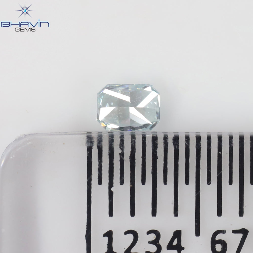 0.09 CT Radiant Shape Natural Diamond Greenish Blue Color VS1 Clarity (2.93 MM)