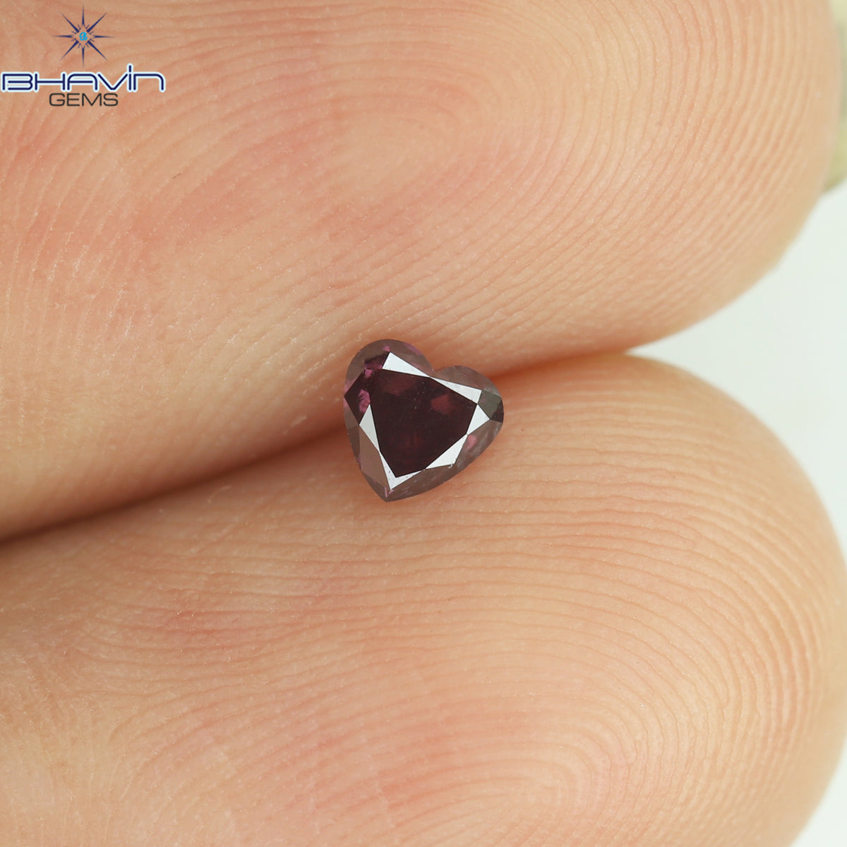 0.14 CT ハート シェイプ エンハンスト ピンク カラー ナチュラル ルース ダイヤモンド SI2 クラリティ (3.40 MM)