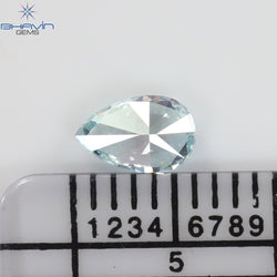 0.37 CT ペアシェイプ ナチュラル ダイヤモンド グリーンがかったブルー カラー VS1 クラリティ (6.00 MM)