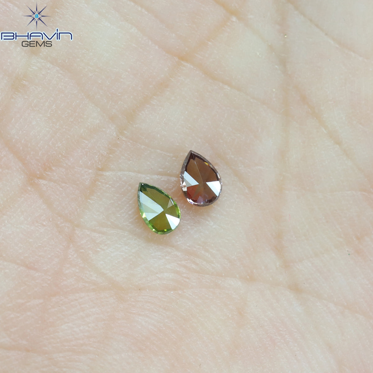 0.21 CT/2 ピース ペアシェイプ ナチュラル ダイヤモンド ミックス カラー VS2 クラリティ (3.85 MM)