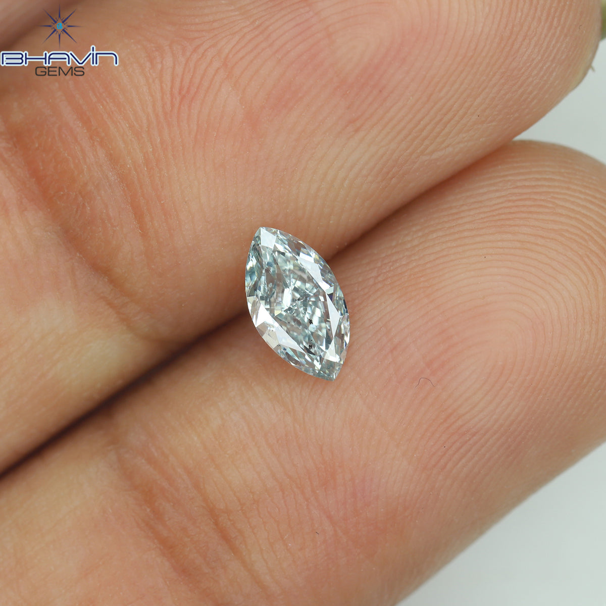 0.36 CT Natural Marquise Diamond Enhanced Greenish Blue Color Clarity SI1 (6.85 MM)