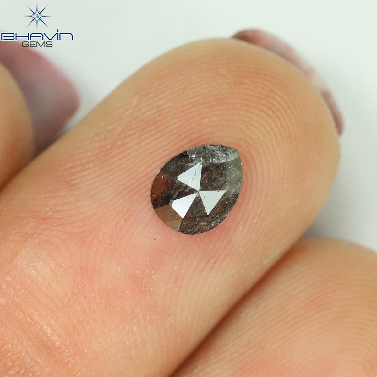 0.44 CT Natural Pear Diamond Salt And Pepper Color Clarity I3 (5.71 MM)