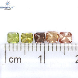 0.82 CT/5 Pcs Cushion Shape Natural Diamond Pink Green Color SI2 Clarity (3.46 MM)