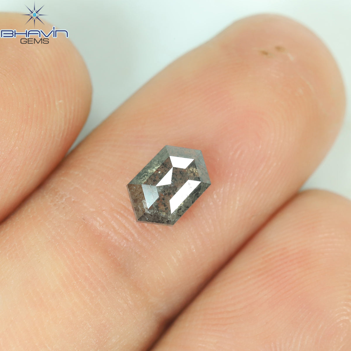 0.80 CT Natural Hexagon Diamond Salt And Pepper Color Clarity I3 (7.10 MM)
