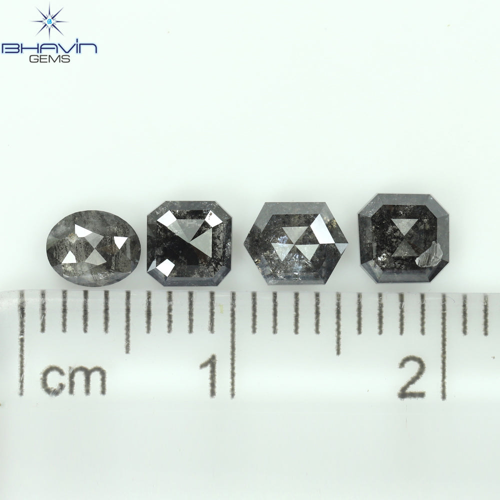 1.69 CT/4 PCS Mix Shape Natural Diamond Salt And Pepper Color I3 Clarity (5.00 MM)