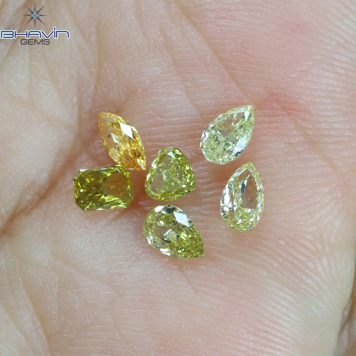 0.89 CT/6 ピース ミックス シェイプ ナチュラル ダイヤモンド ミックス カラー VS2 クラリティ (4.90 MM)
