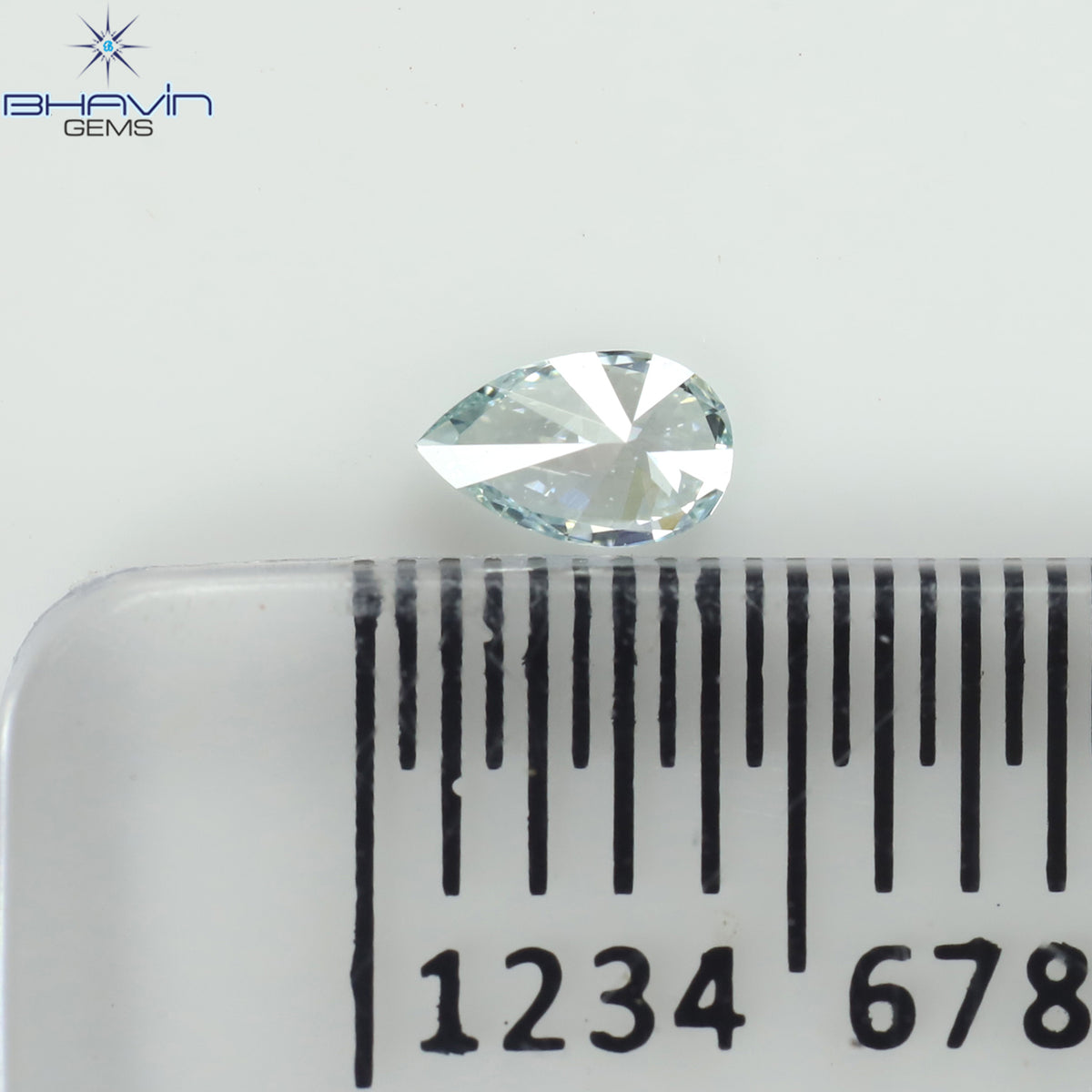 0.07 CT Natural Pear Diamond Enhanced Greenish Blue Color Clarity VS1 (3.68 MM)