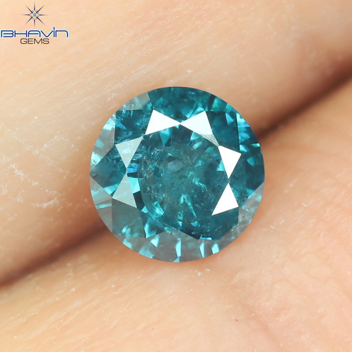 0.32 CT Natural Round Diamond Enhanced Blue Color Clarity I3 (4.46 MM)