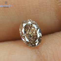 0.24 CT Oval Shape Natural Diamond Brown-Pink Color SI1 Clarity (4.46 MM)