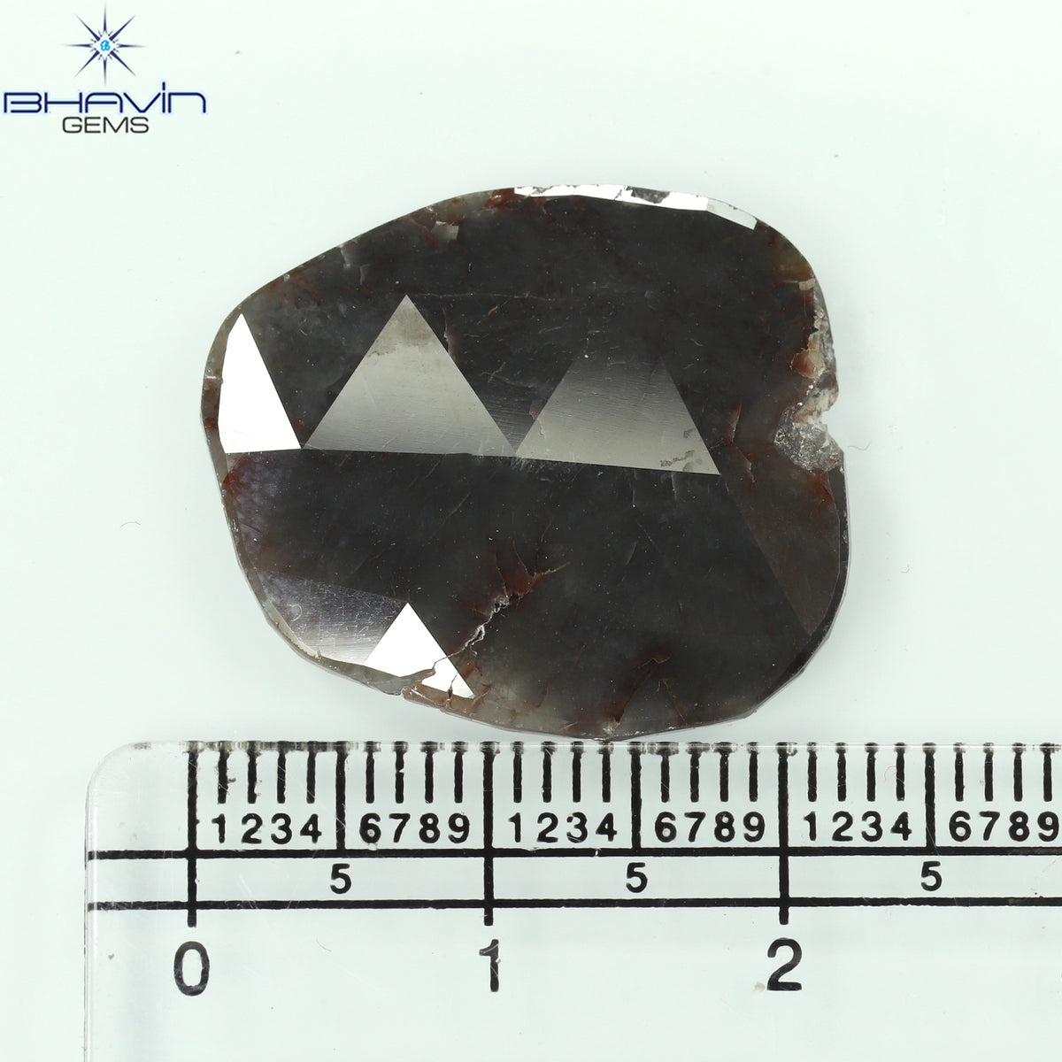 9.29 CT スライス シェイプ ナチュラル ダイヤモンド ブラウン グレー カラー I3 クラリティ (21.00 MM)