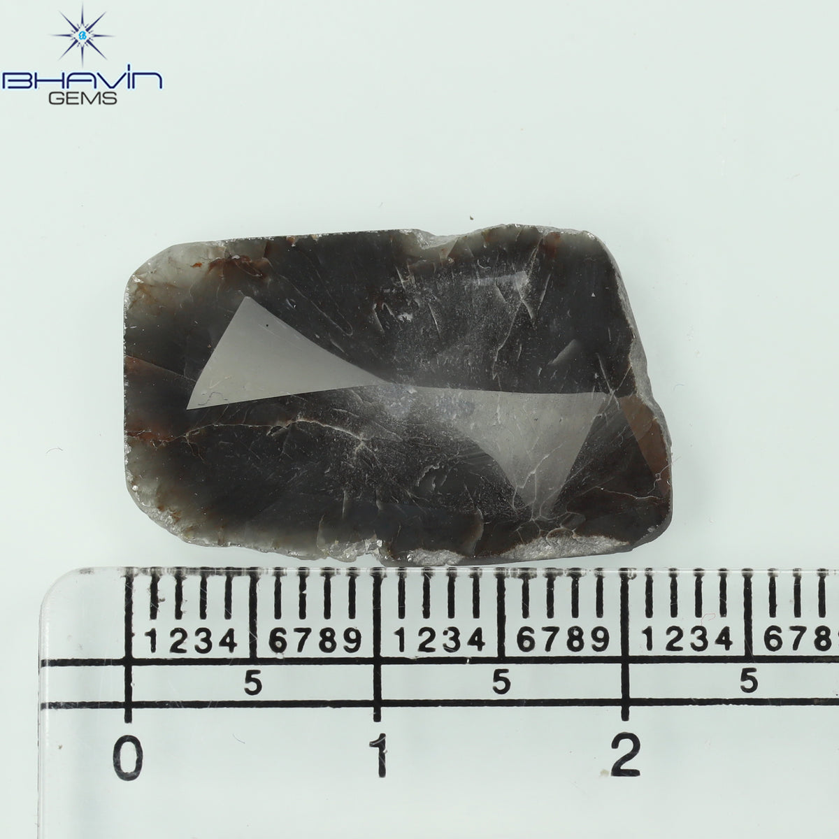5.75 CT スライス シェイプ ナチュラル ダイヤモンド ブラウン グレー カラー I3 クラリティ (22.00 MM)