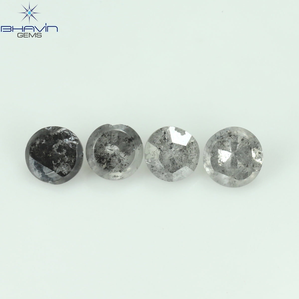 0.56 CT/4 Pcs Natural Uncut Diamond Salt And Pepper Color Clarity I3 (3.10 MM)