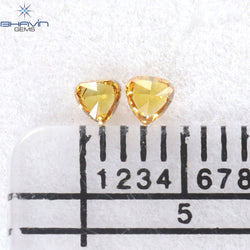 0.10 CT/2 ピース ハートシェイプ ナチュラル ダイヤモンド オレンジ色 VS2 クラリティ (2.47 MM)