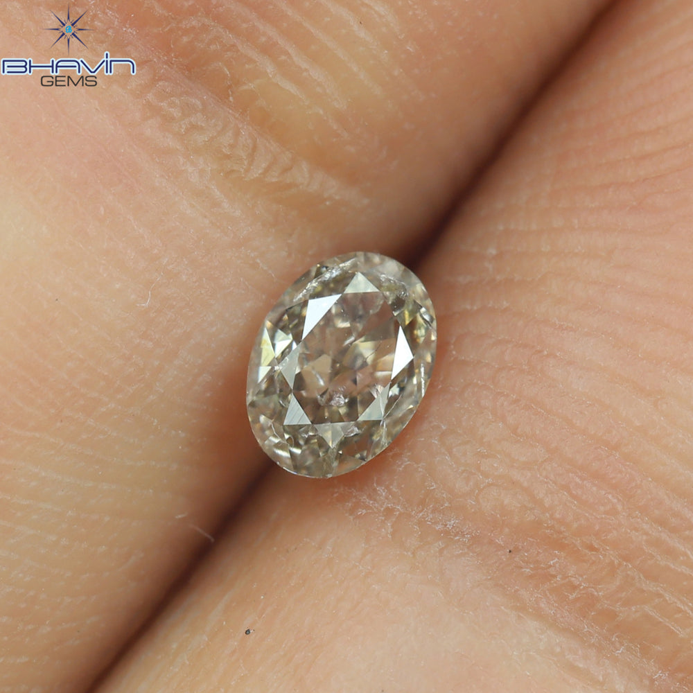 0.27 CT オーバル シェイプ ナチュラル ダイヤモンド ブラウン ピンク カラー SI1 クラリティ (4.66 MM)